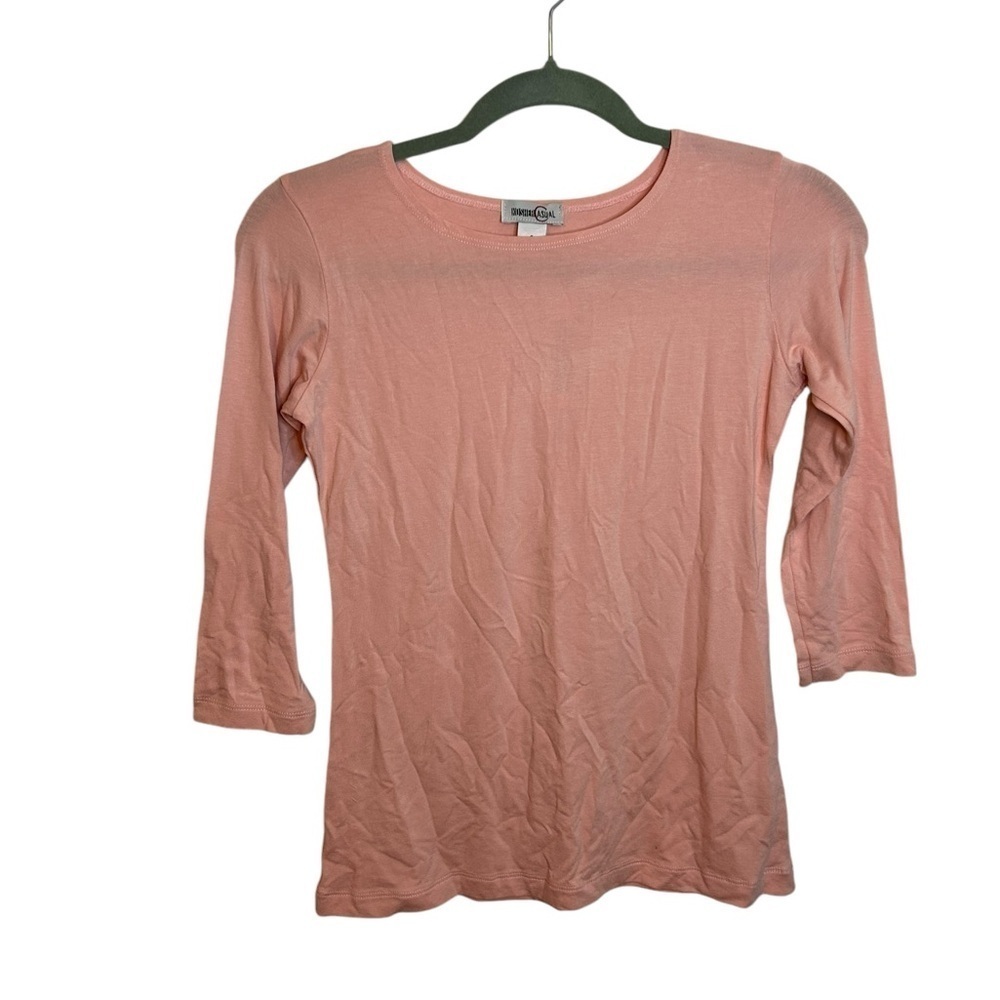 NWT Kosher Casual Soft Pink 3/4 Sleeve Boatneck Layering Top